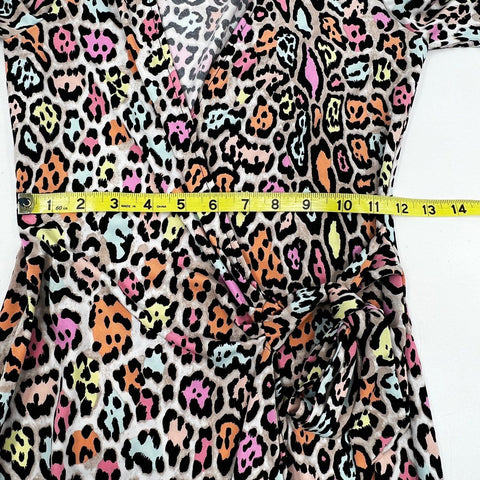 BCBGMAXAZRIA Women's Adele Wrap Dress Multicolor Leopard Print NWT Sz XXS