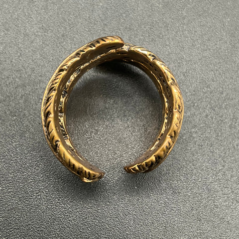 Barse Bronze Tone Feather Wrap Bypass Ring Size 7 Adjustable Thailand