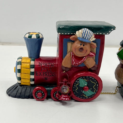 Vintage Eddie Walker North Pole Express Train Set 4pc Christmas Decor Folk Art