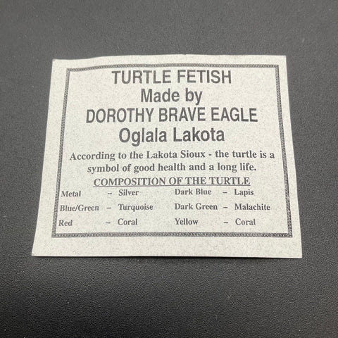 Dorothy Brave Eagle Oglala Lakota Turtle Fetish Necklace Multi-Stone Inlay