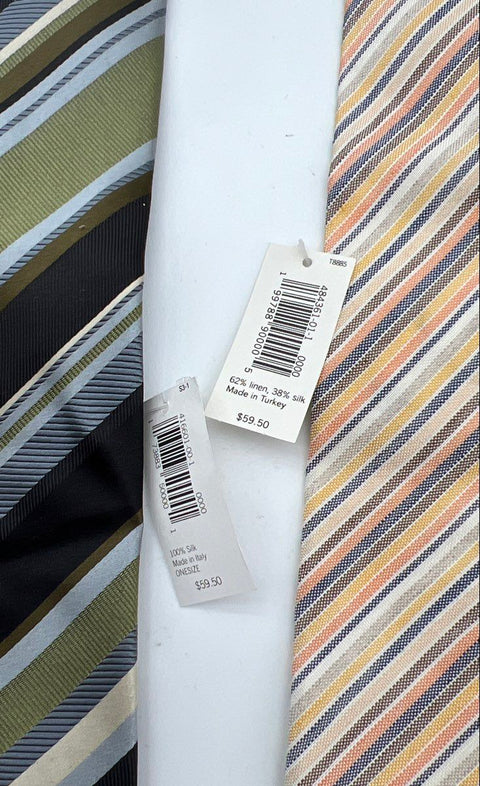 Banana Republic Men's Lot of 4 Striped Silk Linen Blend Neckties NWT