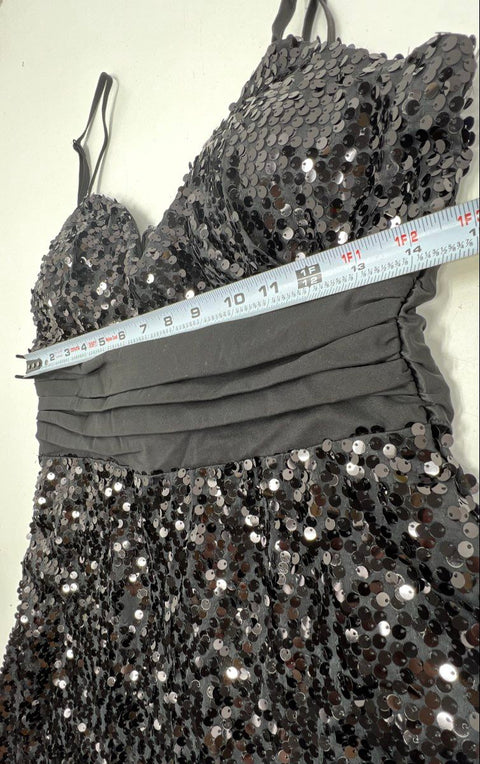 Maloom Women's Black Sequin Empire Waist Mini Cocktail Dress Sz 12 NWT