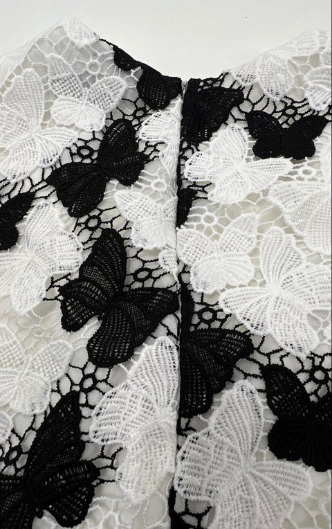 White House Black Market Women's SL Butterfly Lace Bodice Top NWT Sz 14