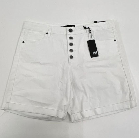 NWT Kut from the Kloth White Catherine Boyfriend High Rise Shorts Women's 14