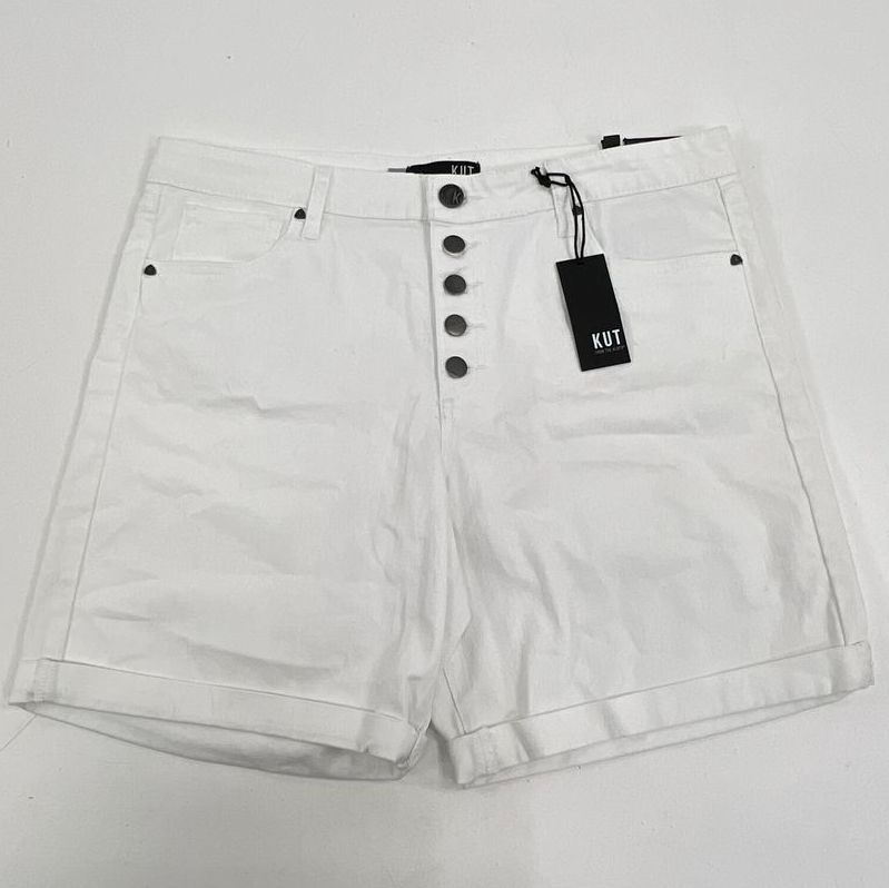 NWT Kut from the Kloth White Catherine Boyfriend High Rise Shorts Women's 14