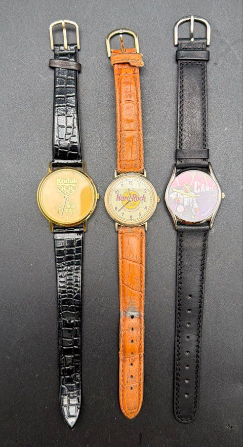Vintage Promotional Watch Lot of 3 Kodak Olympic Joe Camel Hard Rock Cafe