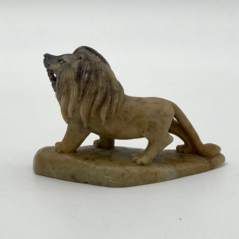 Vintage Stone Carved Lion Figurine Chinese Hand Crafted 4.5 Inch