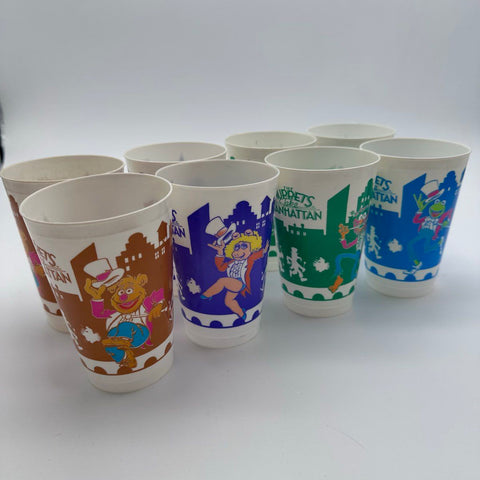 Muppets Take Manhattan Fritos Promotional Plastic Cups Lot of 8 Vintage 1984