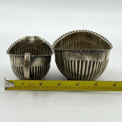 EPNS Silver Plate Creamer and Sugar Bowl Set 2 Piece Vintage Fluted Design