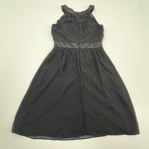 White House Black Market Halter Neck Faux Leather Trim Chiffon Dress NWT Sz 4