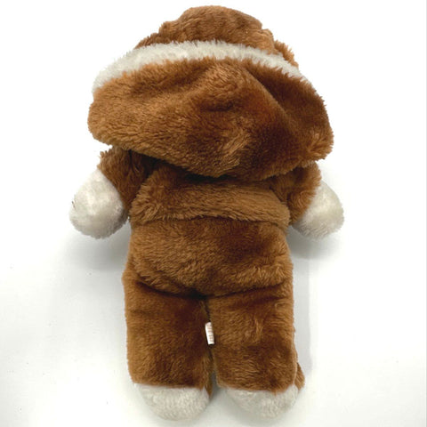 Vintage Avon Plush Puppy Dog 12 Inch Brown White Striped Shirt Hooded Jacket