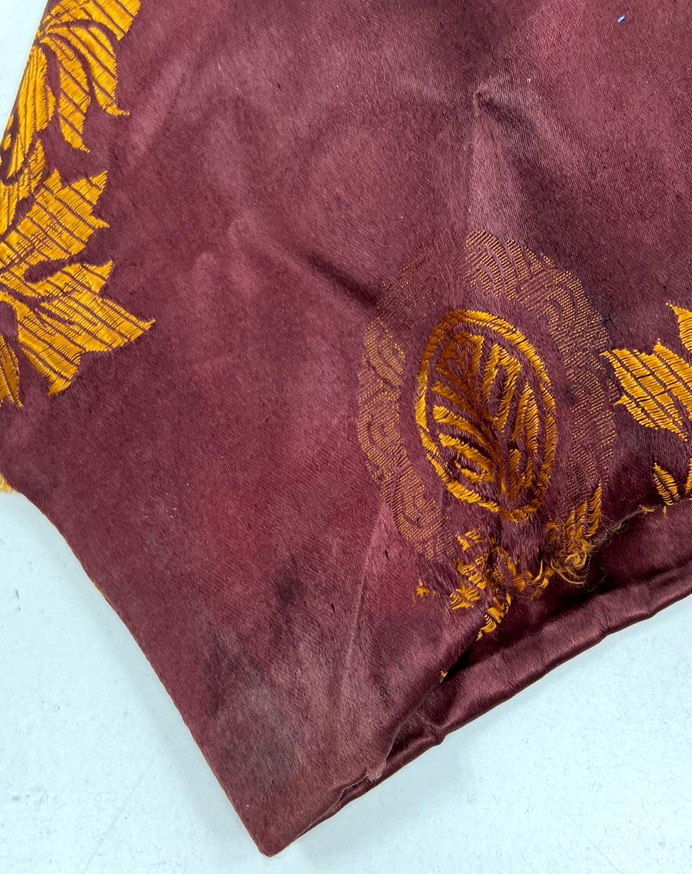 Vintage 60s Chinese Embroidered Brocade Kimono Haori Jacket Burgundy Gold