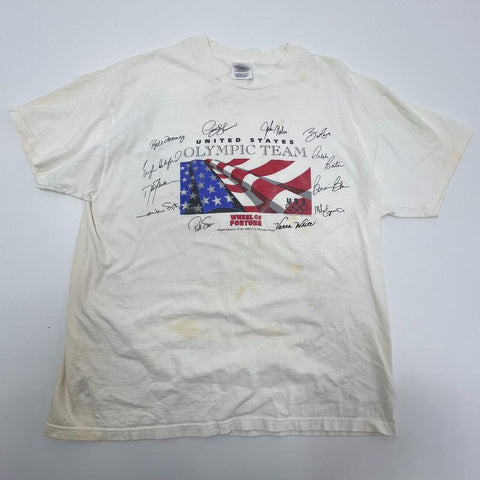Vintage Wheel of Fortune Olympic Hanes Heavyweight White T-shirt Adult XL *READ