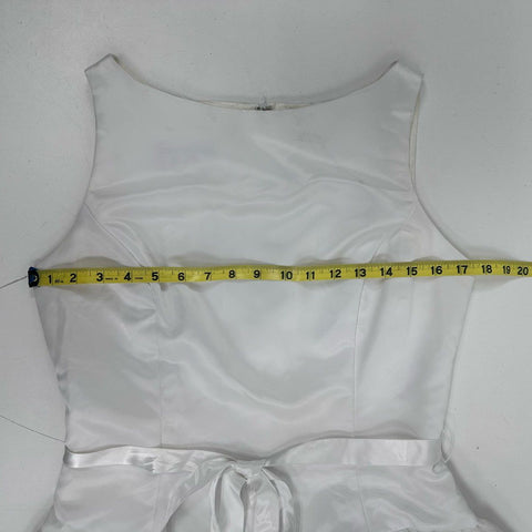Vintage 80s Gunne Sax Women's White Satin Swiss Dot Tulle Mini Dress Sz 9/10
