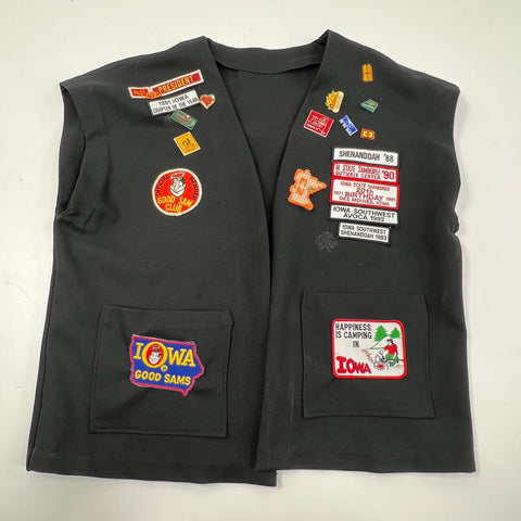 Vintage 80s 90s Good Sam Club RV Member Vest Lot Iowa Patches Pins Samboree