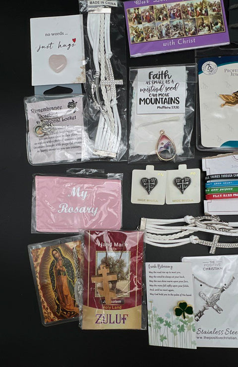 Religious Christian Jewelry Lot 20+ Pcs Cross Stainless Steel WWJD Zuluf Wood