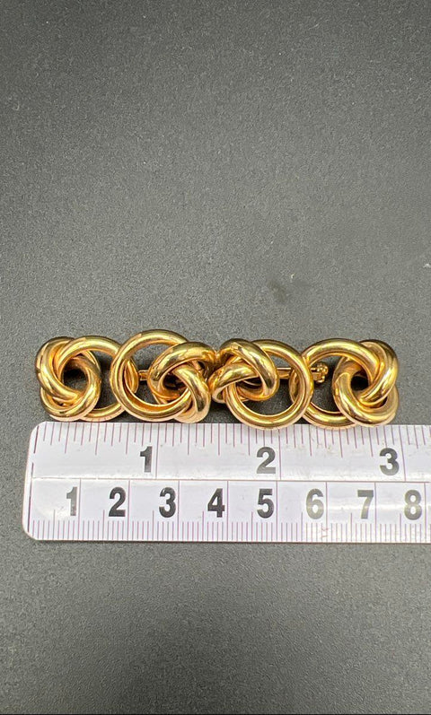 Kirks Folly Gold Plated Interlocking Twist Knot Bar Pin Brooch Vintage