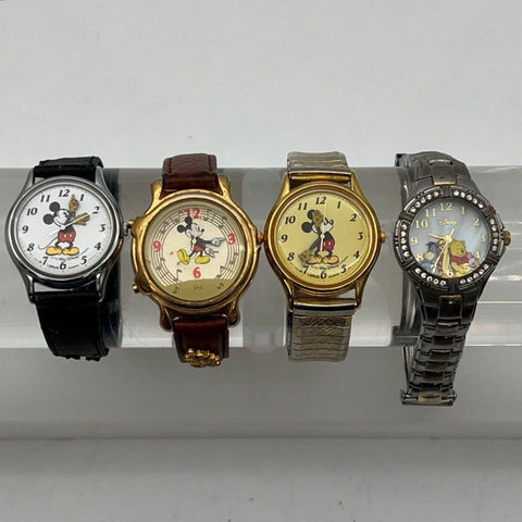 Vintage Disney Watch Lot of 4 Mickey Mouse Winnie The Pooh Lorus Jaz Character
