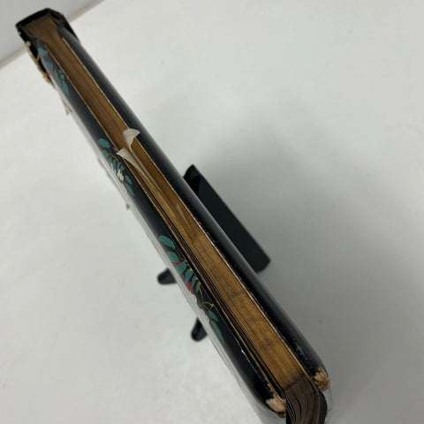 Vintage Japanese Lacquer Photo Album Scrapbook Mt Fuji Hand Painted Inlay