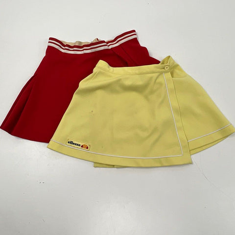 Vintage 80s Ellesse Women's Tennis Skirts Lot of 2 Red Yellow Made in Italy