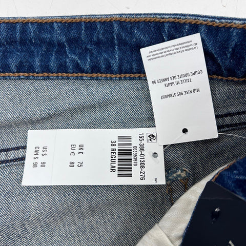Abercrombie & Fitch Women's Blue 90s Straight Mid Rise Curve Love Jeans NWT 38