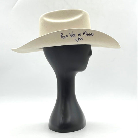 Estampida Men's 50X Felt Cowboy Hat Off-White Autographed Voz de Mando Sz 6 3/4