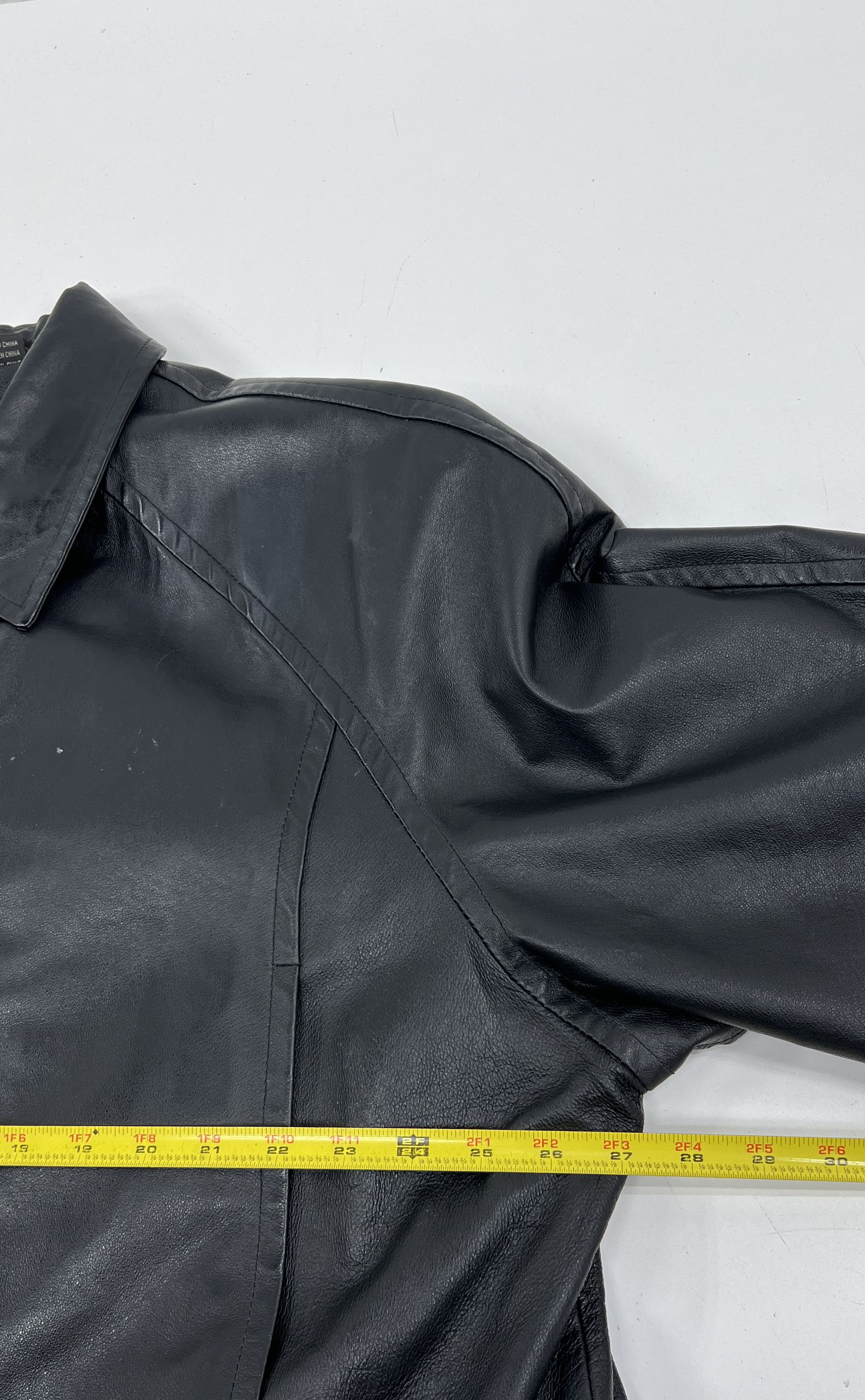 Phase Two Black Leather Full Zip Field Jacket Coat Men's Size XL