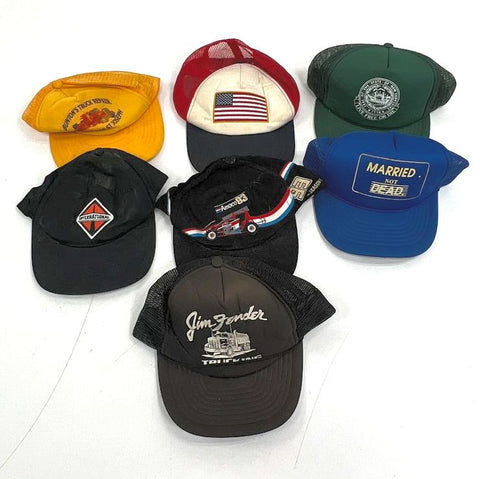 Vintage 80s 90s Lot of 8 Trucker Hat Snapback Foam Mesh Cap Men's Adjustable