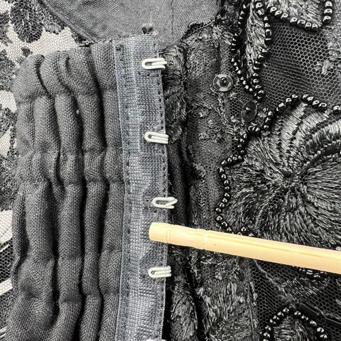 Vintage Match-Ups Natco Black Beaded Bustier Corset Top Sequin Lace Sz L