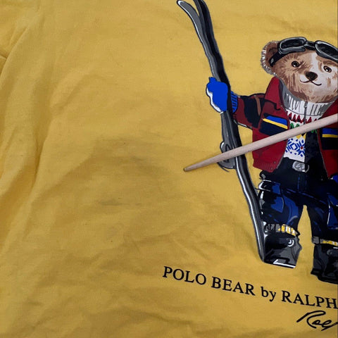 Polo Ralph Lauren Boys' Polo Bear T-Shirt Yellow Skier Graphic XL (18-20)