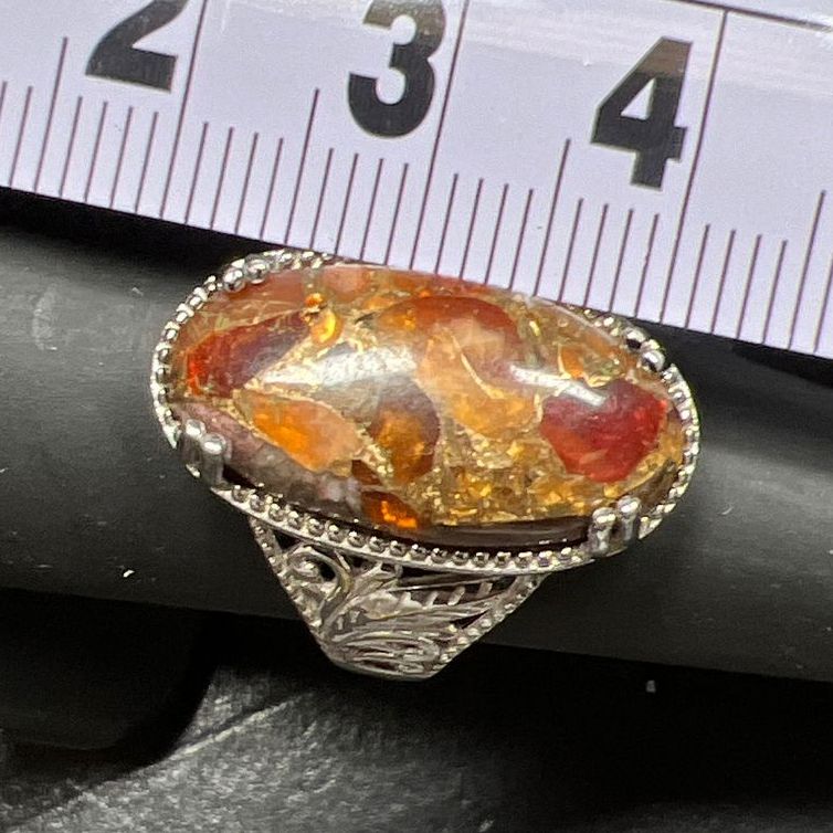 Fire Opal Matrix Ring Size 7 NIB