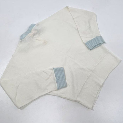 Vintage 50s 60s Hi-Bulk Orlon Collared Stripe Knit Sweater White Blue Sz S