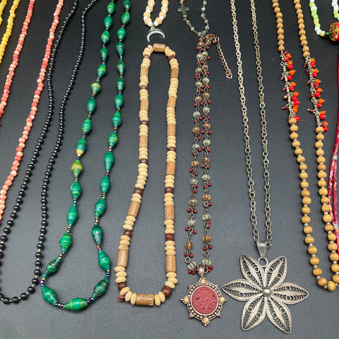 Beaded & Pendant Boho Jewelry Lot of 20 Vintage and Modern Necklaces