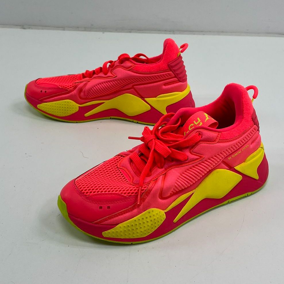 Women's Puma RS-X Soft Case Neon Pink Yellow Alert Athletic Shoe Size 9.5