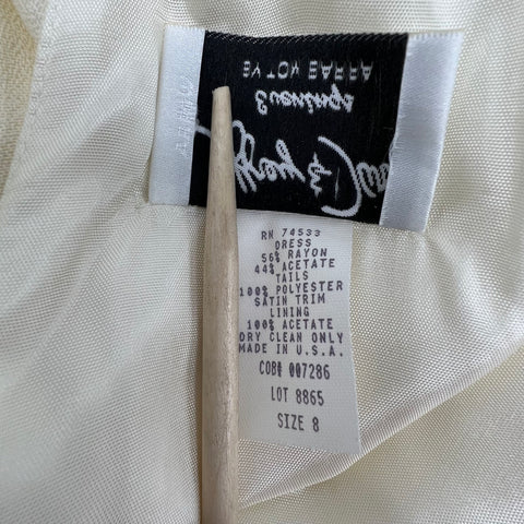 Vintage Y2K Jeffrey & Dara Cream Lattice Back Maxi Evening Gown Dress Womens 8