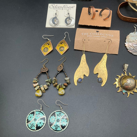 Silver Forest Mid-Century Artisan Bohemian Jewelry Lot 22pc Earrings