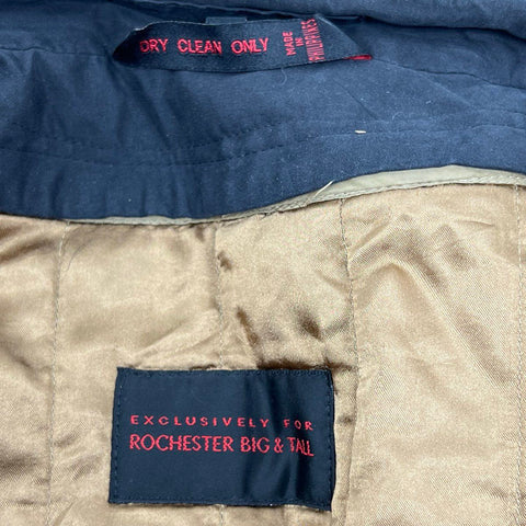 Rochester Big & Tall Men's Black Lined Trench Coat Overcoat Size 2XB