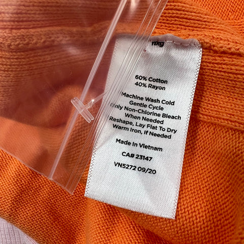 Talbots NWT Orange Pink Colorblock Ribbed Trim Cardigan Sweater Womens Size M