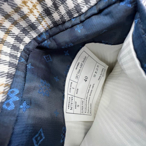 Mantoni Men's Navy Tan Plaid 100% Fine Wool Sport Coat Blazer 42S NWT