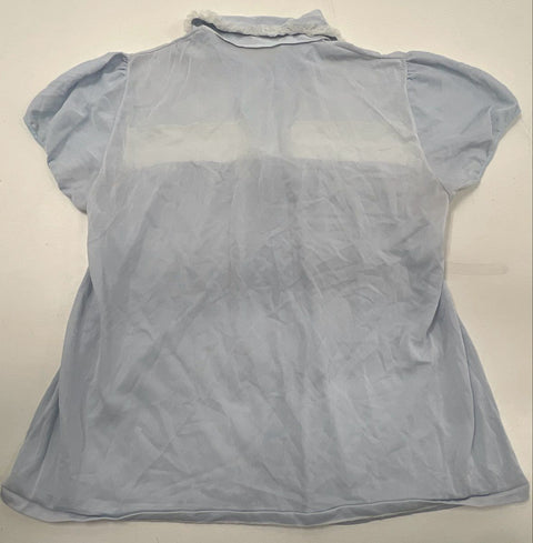 Vintage 70s Kickaway Blue Lace Babydoll Pajama Top Sleep Shirt Sz S
