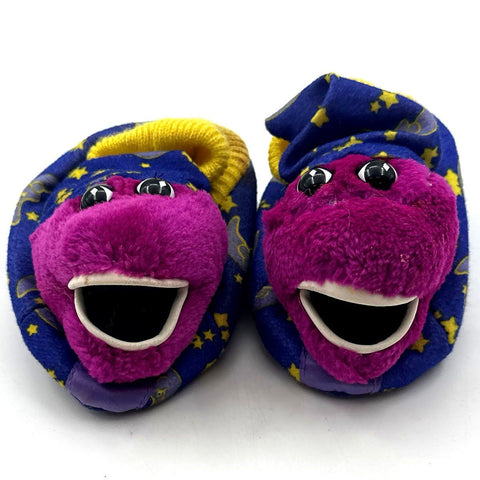 Vintage 1995 The Lyons Group Bedtime with Barney Character Slippers Size 3-4