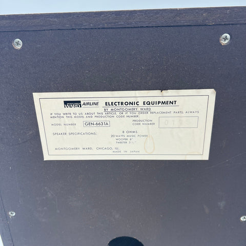 Vintage Montgomery Ward Airline GEN-6631A Bookshelf Speakers 8 Ohm 20W Pair