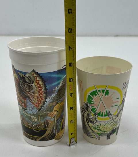 Vintage 1983 Star Wars & 1993 Jurassic Park McDonalds Coke Cups Lot of 2