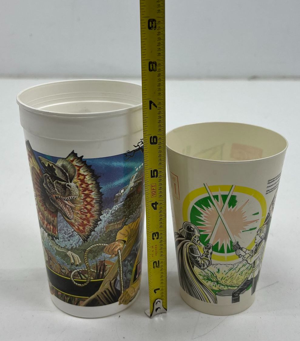Vintage 1983 Star Wars & 1993 Jurassic Park McDonalds Coke Cups Lot of 2