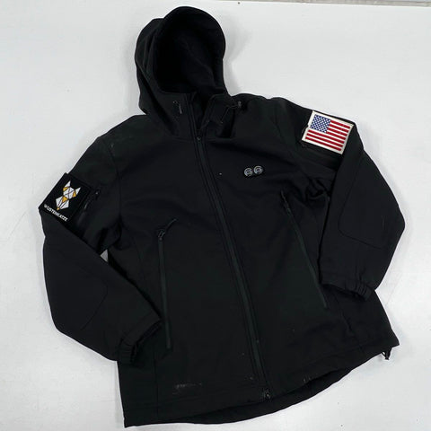 Wustenkatze Women's Black Heated Jacket Full Zip Hooded with Battery Sz M