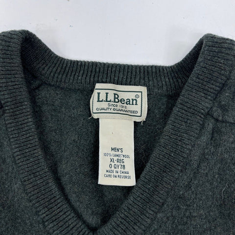 L.L. Bean Men's Gray V-Neck 100% Lambswool Knit Sweater Sz XL