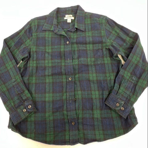 LL Bean Womens Lot 3 Quilted Pullover Blackwatch Flannel Shirt Top Sz M L
