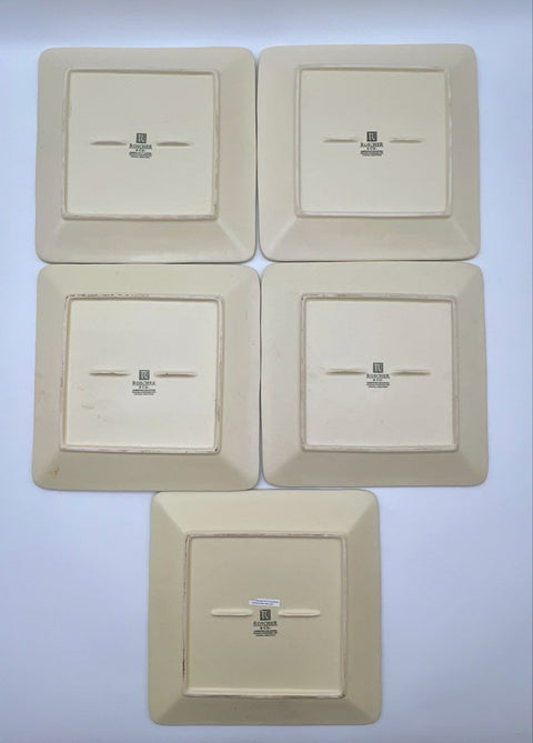 Roscher & Co Bamboo Bay Collection Stoneware Square Plates Set of 5 Vintage