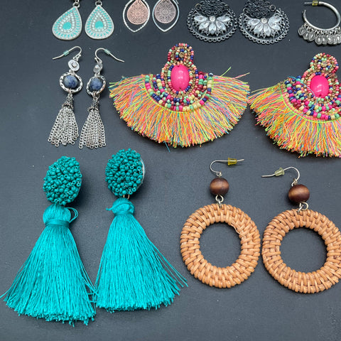 Boho Tassel Rattan Earrings Jewelry Lot of 20 Pairs Lulus Geometric Filigree