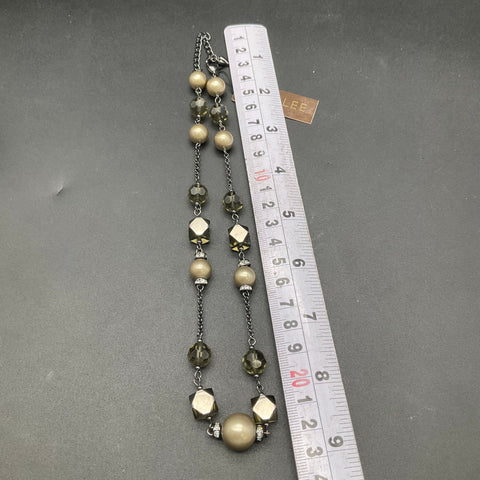 Carolee Demi Parure Necklace Bracelet Set Faux Pearl Crystal Gunmetal NWT